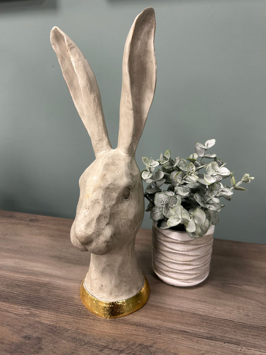 Decorative Rabbit Head, White, Gold, Small