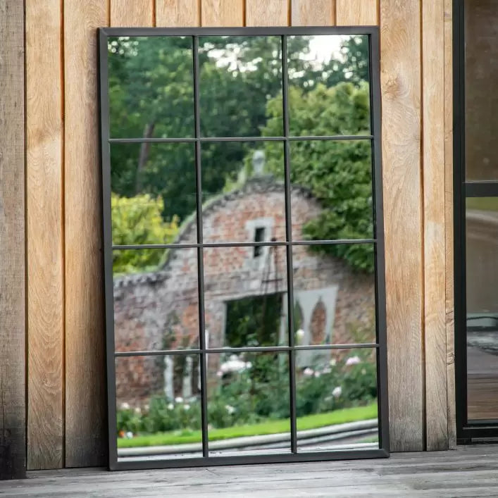 Aged Iron Window Mirror In The Garden - Decor Interiors