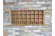 Distressed Wooden Wall Shelf / Cabinet, Landscape Design, Glass Door, Rectangular, Natural