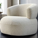 Luna Accent Floor Chair, Soft Cream Boucle Fabric, Black Wood Feet