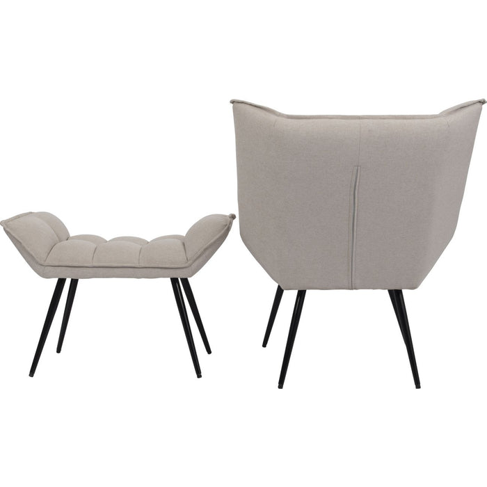Greta Occasional Chair with Footstool in Oatmeal Fabric
