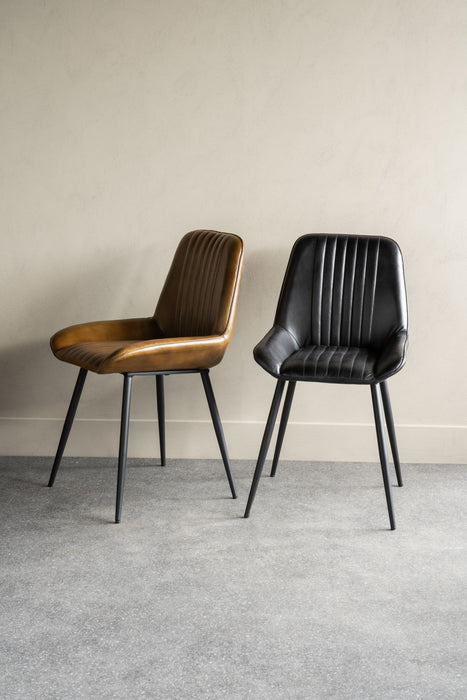 Pembroke Black Leather Dining Chairs - S/2