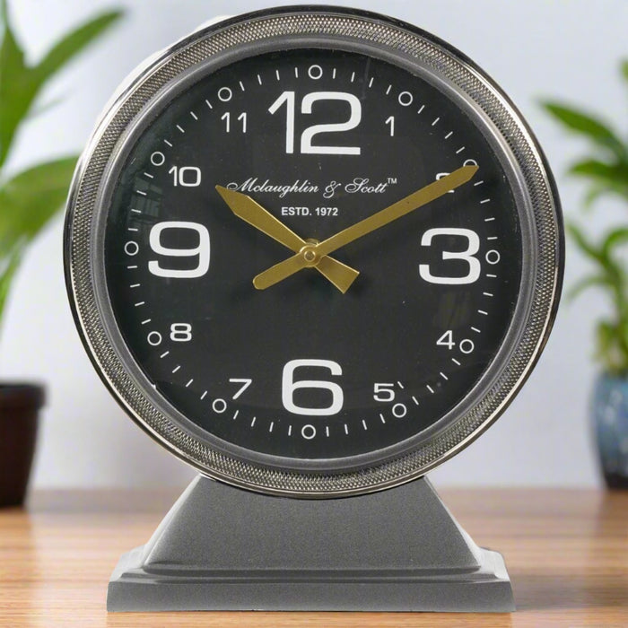 Boston Mantle / Desk Clock, Grey, Black, Small