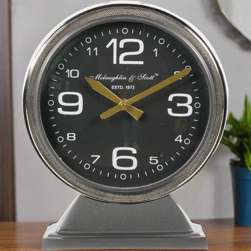 Boston Mantel / Desk Clock, Grey, Black, Large