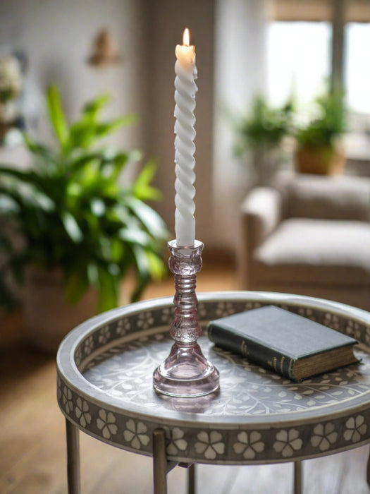 Laura Ashley Candlestick, Pink Glass( Due In 12/06/2024 )