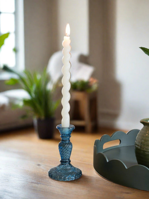 Laura Ashley Blue Glass Candlestick ( Due In 12/06/2024 )