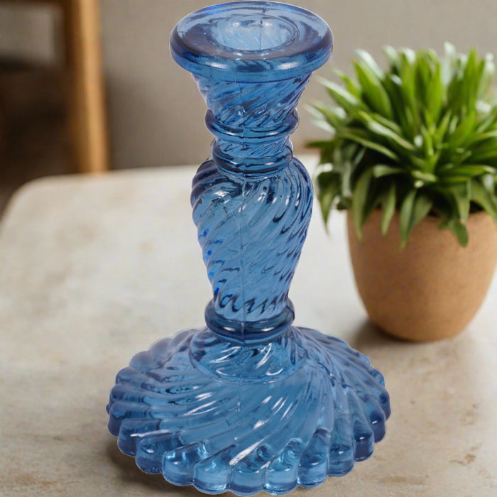 Laura Ashley Blue Glass Candlestick ( Due In 12/06/2024 )