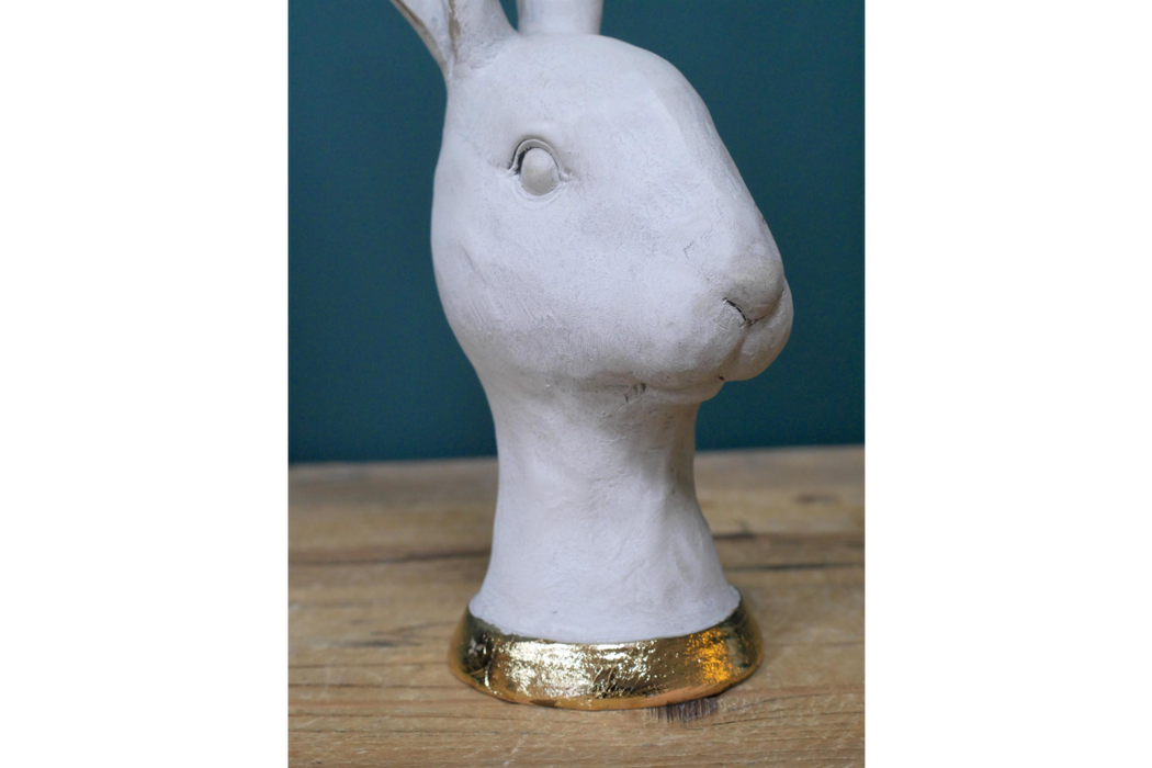 Decorative Rabbit Head, White, Gold, Small
