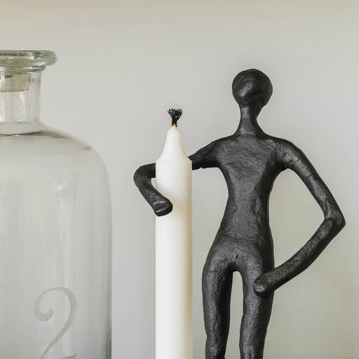 Aluminium Candle Holder, Black, Standing Statue 