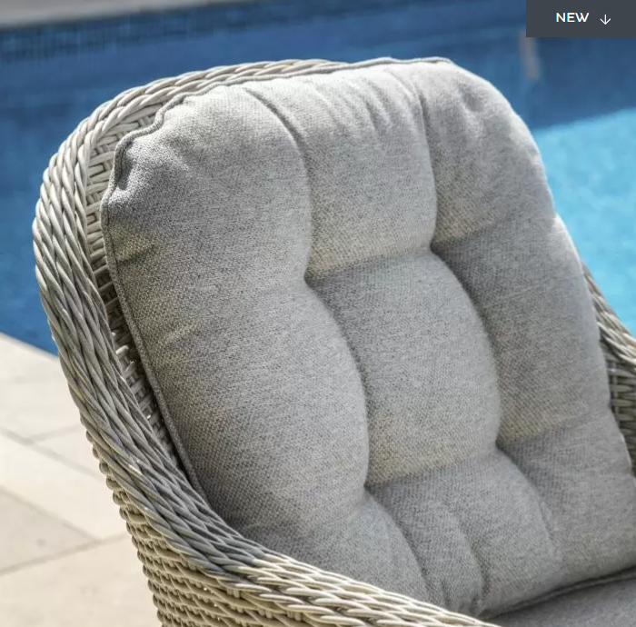 Shelby Garden Furniture Bistro Set, Stone, Rattan, Light Grey Cushions (Due back In 26/05/24)