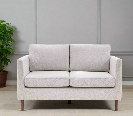 Charlesville 2 Seater Sofa, Natural Fabric, Back Cushions, Wooden Legs