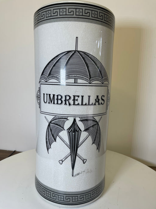 Umbrella Stand Holder Vase, Antique, White, Black, 47 x 21 cm