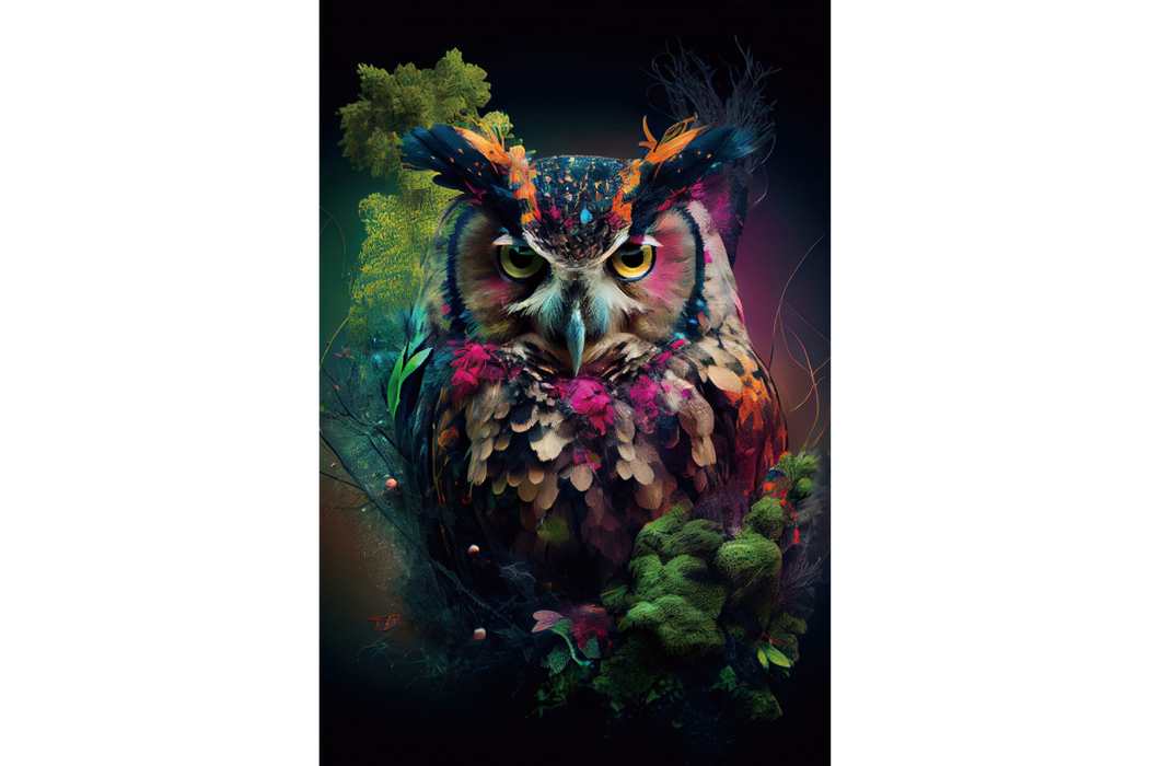 Funky Animal Wall Art 'Bloomin Owl'