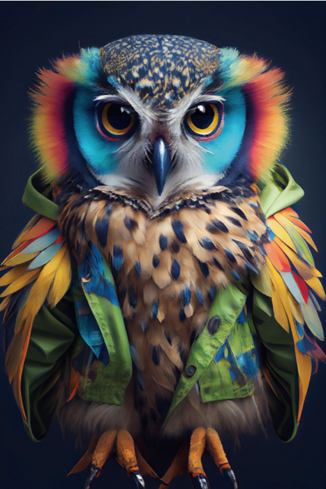 Funky Animal Wall Art 'Colourful Owl'