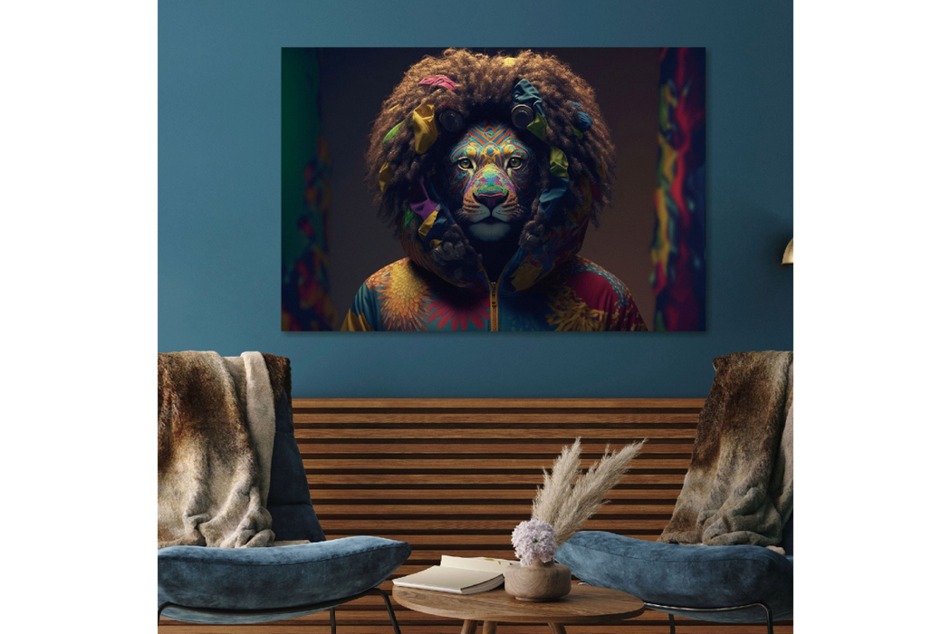 Funky Animal Wall Art 'Afro Lion'