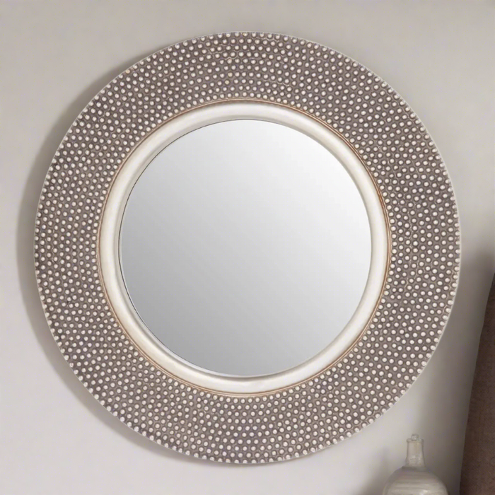 Bruno Round Wall Mirror, Metal, Silver Frame