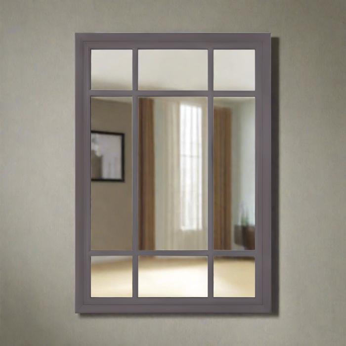 Hawthorne Rectangular Wall Mirror, Wooden Frame, Grey