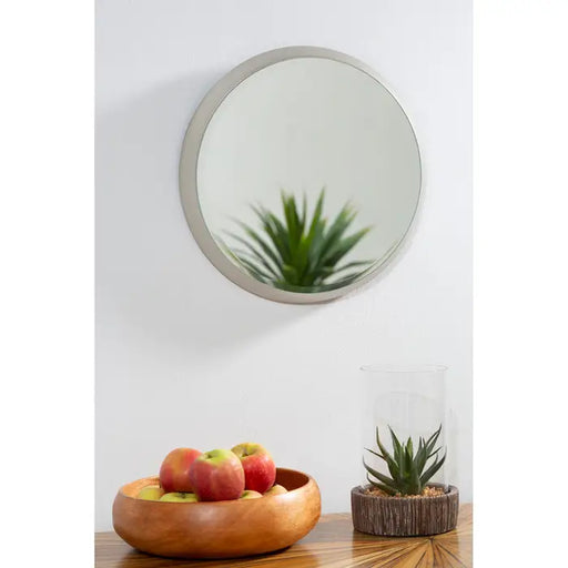Metal Wall Mirror, Small, Round Frame, Silver 
