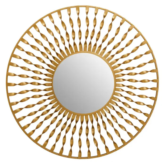Matera Metal Wall Mirror, Decorative Frame, Round, Gold