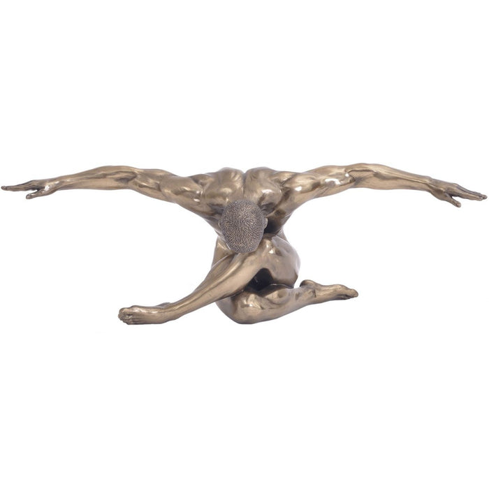 Male Posing Arms Outstretched Sculpture, Gold