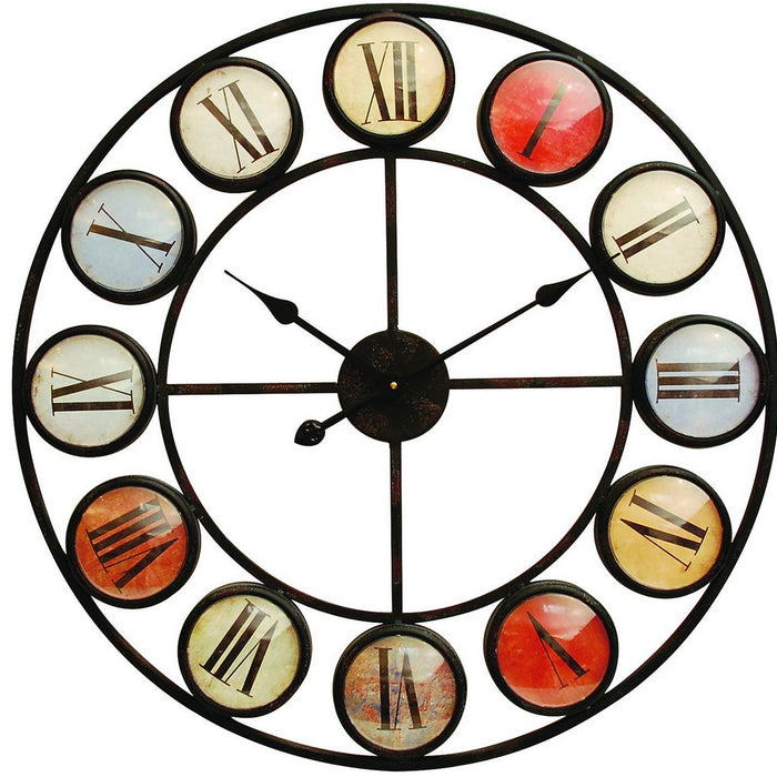 Smarty Wall Clock, Colourful Numerals, Black Metal