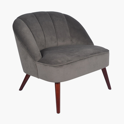 Saga Dove Grey Velvet Cocktail Chair with Walnut Effect Legs