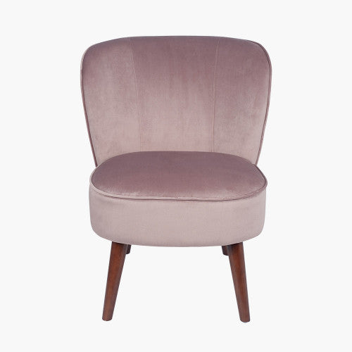 Marie Blush Pink Velvet Chair with Walnut Effect Legs