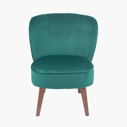 Margaux Forest Green Velvet Chair With Walnut Effect Legs