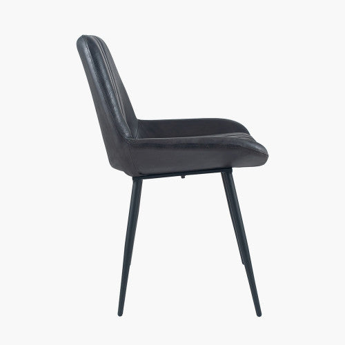 Mathilde Grey Leather and Iron Retro Dining Chair (BACK IN STOCK 05/05/24)