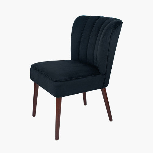 Ebba Black Velvet Dining Chair Walnut Effect Legs