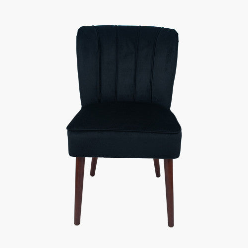 Ebba Black Velvet Dining Chair Walnut Effect Legs