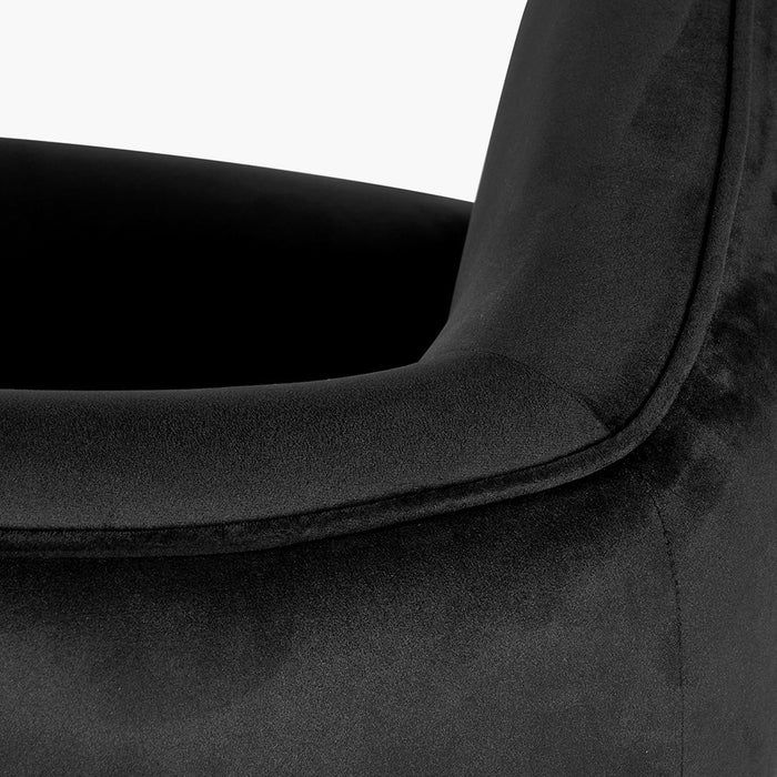 Clayton Tub Accent Chair, Black Velvet, Gold / Black Metal Legs