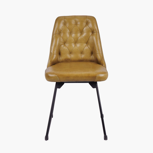 Clara Mustard Leather Diamond Back Dining Chair