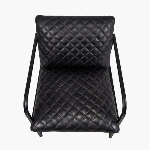 Porter Accent Chair, Grey Leather, Black Metal