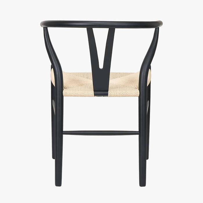 Quinn Black Beech Wood and Natural Paper Rope Dining Chair