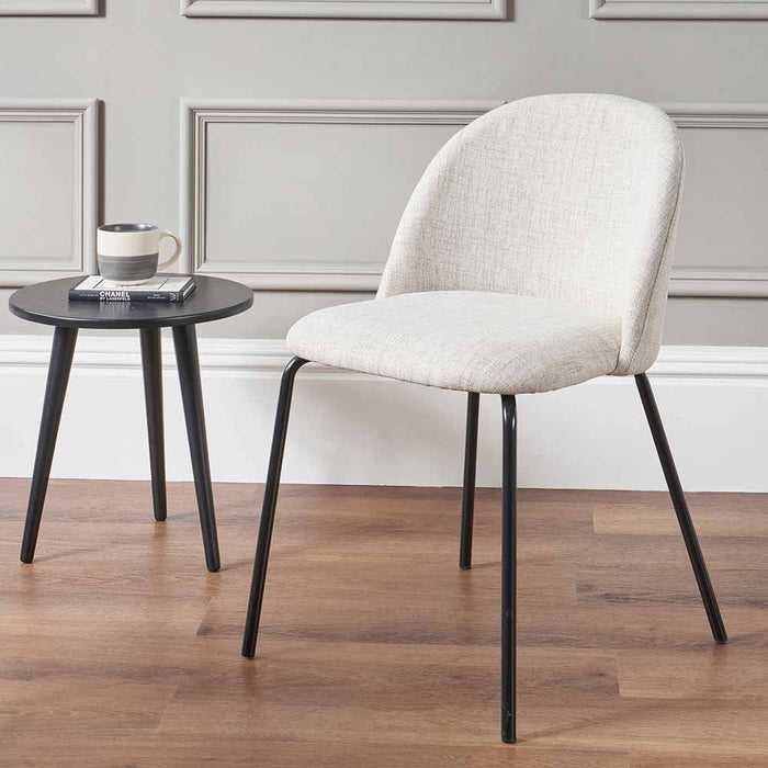 Turi Pebble Linen Mix and Black Metal Dining Chair