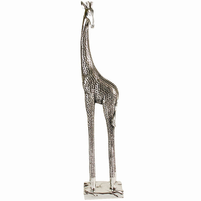 Standing Giraffe Sculpture. Silver - Small