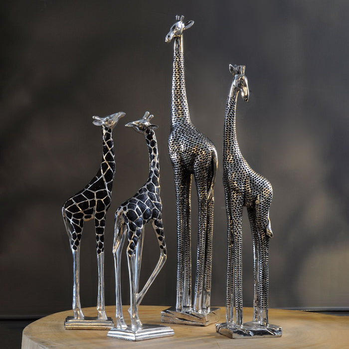 Standing Giraffe Sculpture, Silver - Large