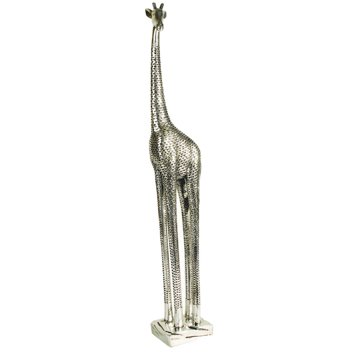 Standing Giraffe Sculpture, Silver - Large