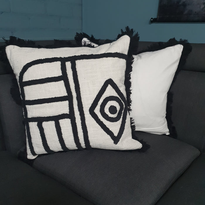 Aankh Chair & Sofa Cushion - Triple Black and White Eye Design - 45 x 45cm
