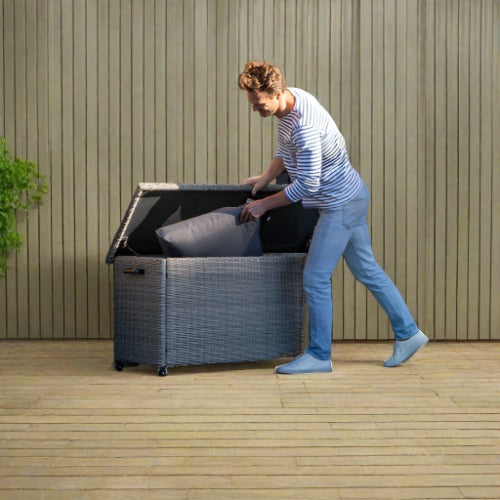 Outdoor Storage Cushion Box, Natural Grey Rattan - Small