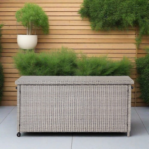 Outdoor Storage Cushion Box, Natural Grey Rattan - Small