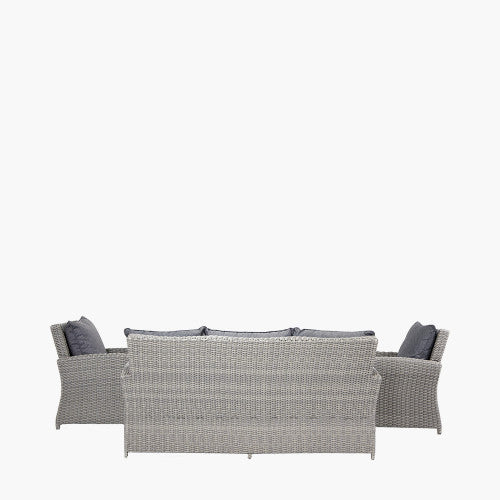 Langham Garden Furniture Lounge / Dining Set, Grey Rattan, Dark Grey Cushions, Ceramic Tabletop