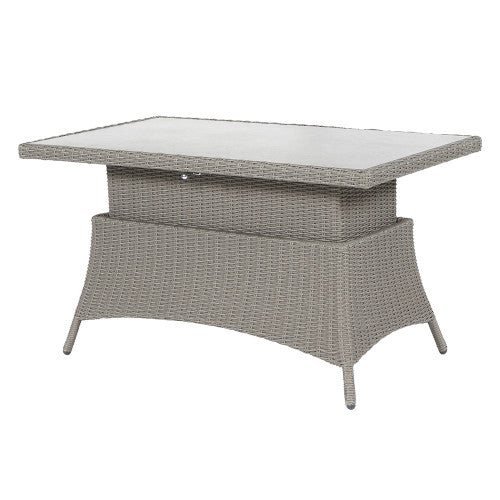 Meridan Garden Furniture Lounge / Dining Set, Grey Rattan, Grey Cushions, Ceramic Tabletop