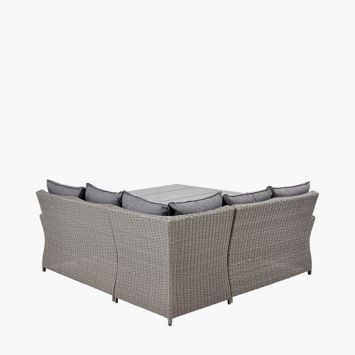 Langham Garden Furniture Corner Lounge / Dining Set, Slate Grey, Square, Grey Cushions