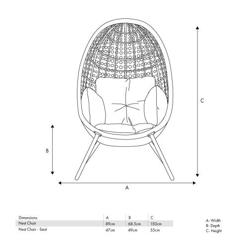 Oslo Garden Furniture Single Nest Chair, Rattan, Stone Grey