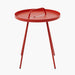Outdoor Side Table, Round Top, Red Metal Frame, 53 x 44 cm