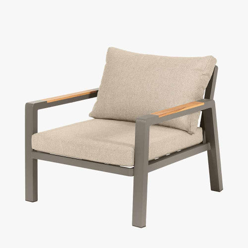 Smithfield Garden Furniture Lounge Set, Grey Metal, Natural Wood