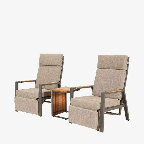 Hamstead Outdoor Furniture Set, 2 Recliners, 1 Table