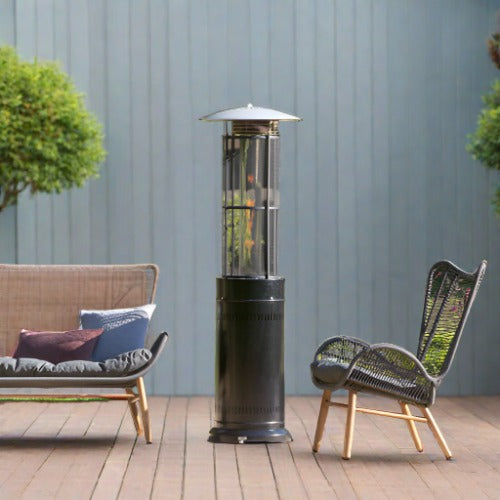 Renzo Outdoor Cylinder Patio Heater, Black Metal